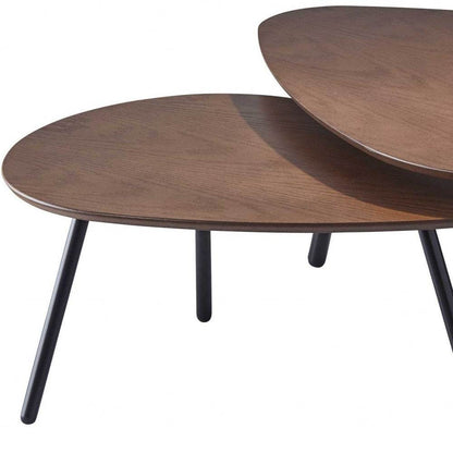 Set of Two Brown And Black Wood And Metal Oval Nested Tables - Loft&Timber
