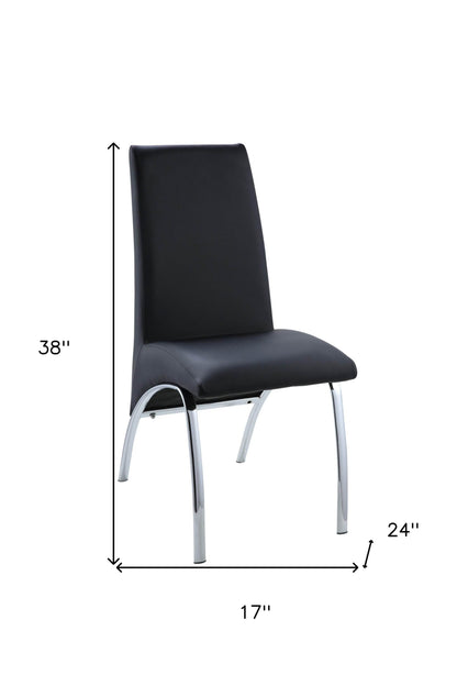 Set of Two Silver Upholstered Faux Leather Dining Side Chairs - Loft&Timber