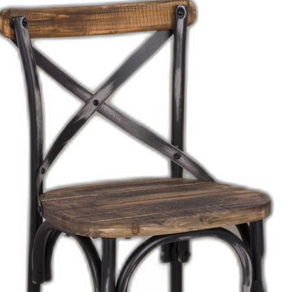 22" Brown And Black Iron Bar Chair - Loft&Timber