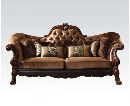 73" Dark Brown And Brown Velvet Loveseat and Toss Pillows - Loft&Timber