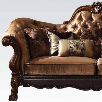 73" Dark Brown And Brown Velvet Loveseat and Toss Pillows - Loft&Timber