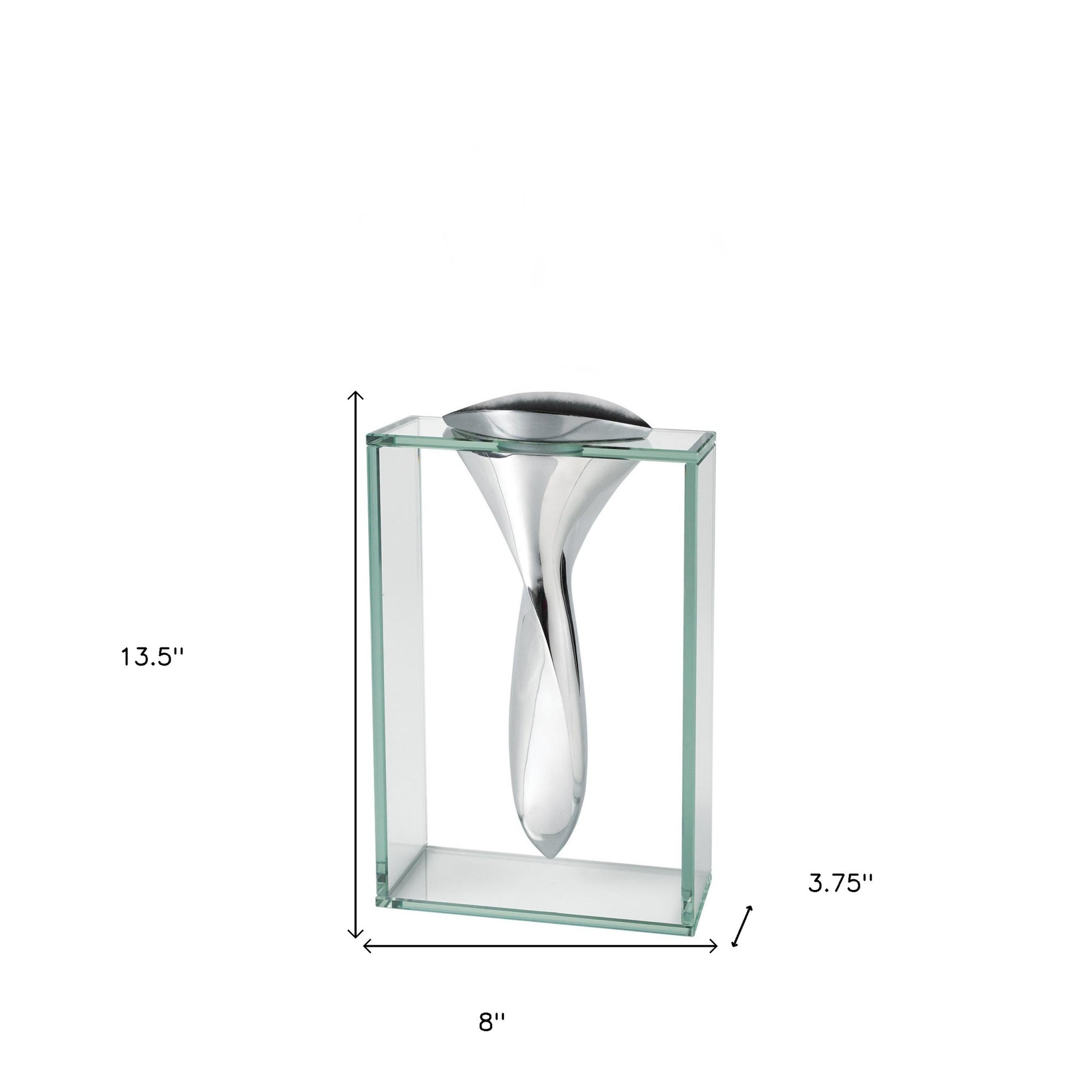 14" Clear Cylinder Aluminum And Crystal Glass Table Vase - Loft&Timber