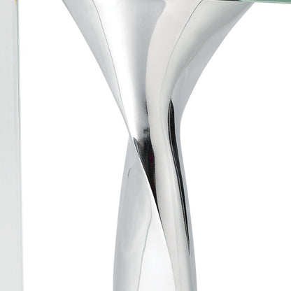 14" Clear Cylinder Aluminum And Crystal Glass Table Vase - Loft&Timber