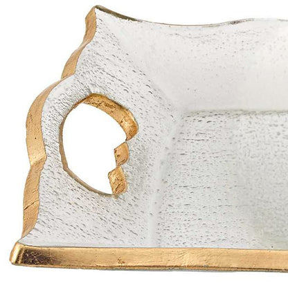 11" Clear And Gold Seeded Glass Serving Tray With Handles - Loft&Timber