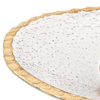 8" Clear And Gold Glass Scalloped Edge Oval Serving Bowl - Loft&Timber