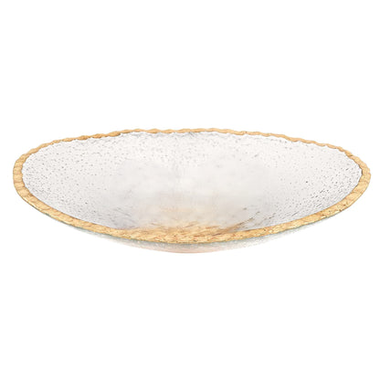 8" Clear And Gold Glass Scalloped Edge Oval Serving Bowl - Loft&Timber