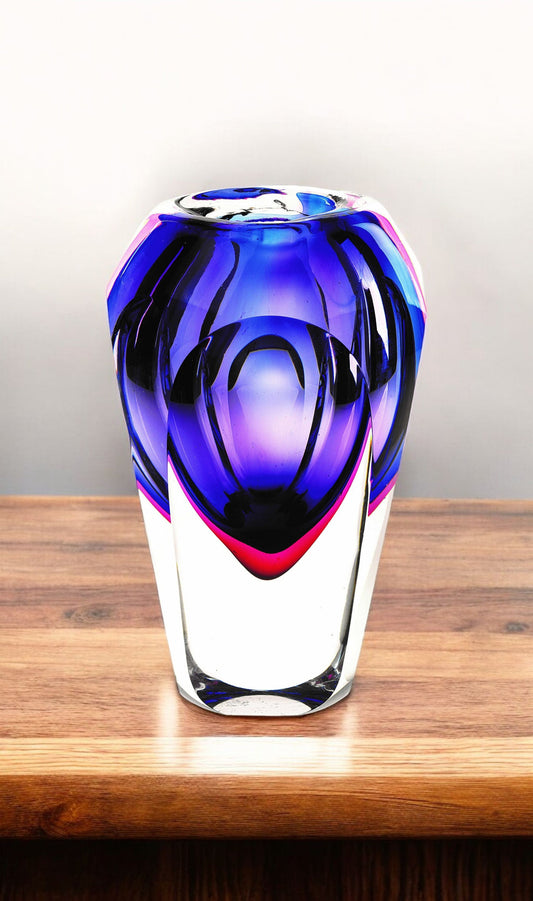 10" Purple Cylinder Crystal Glass Table Vase - Loft&Timber