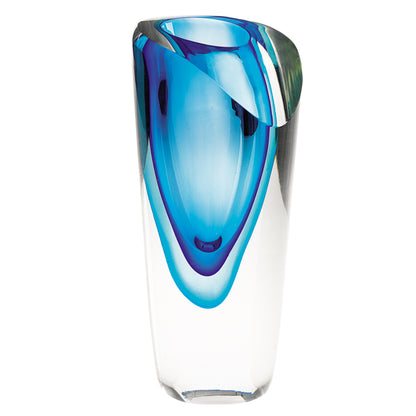 8" Clear and Blue Crystal Table Vase - Loft&Timber