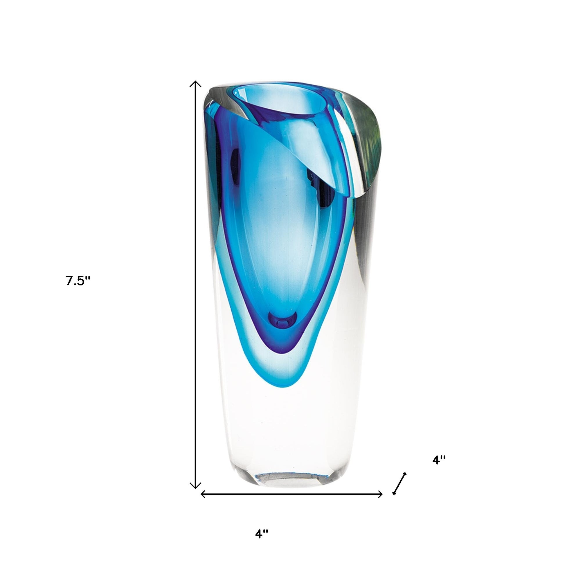 8" Clear and Blue Crystal Table Vase - Loft&Timber