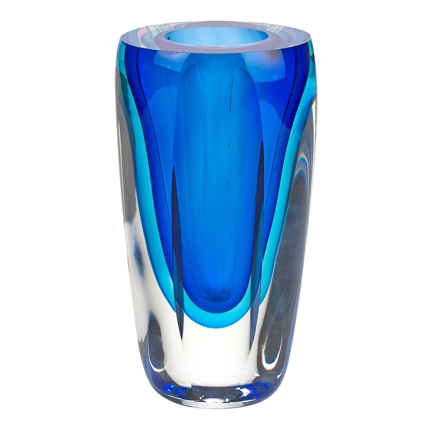 6" Blue And Clear Cylinder Crystal Glass Table Vase - Loft&Timber