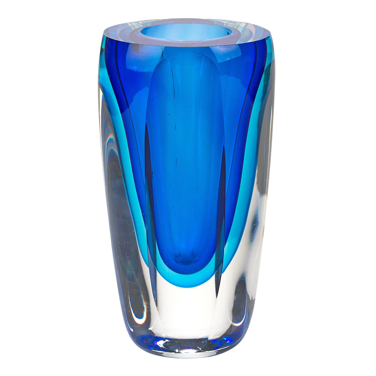 6" Blue And Clear Cylinder Crystal Glass Table Vase - Loft&Timber