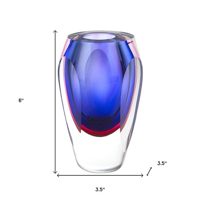 6" Clear And Purple Crystal Glass Table Vase - Loft&Timber