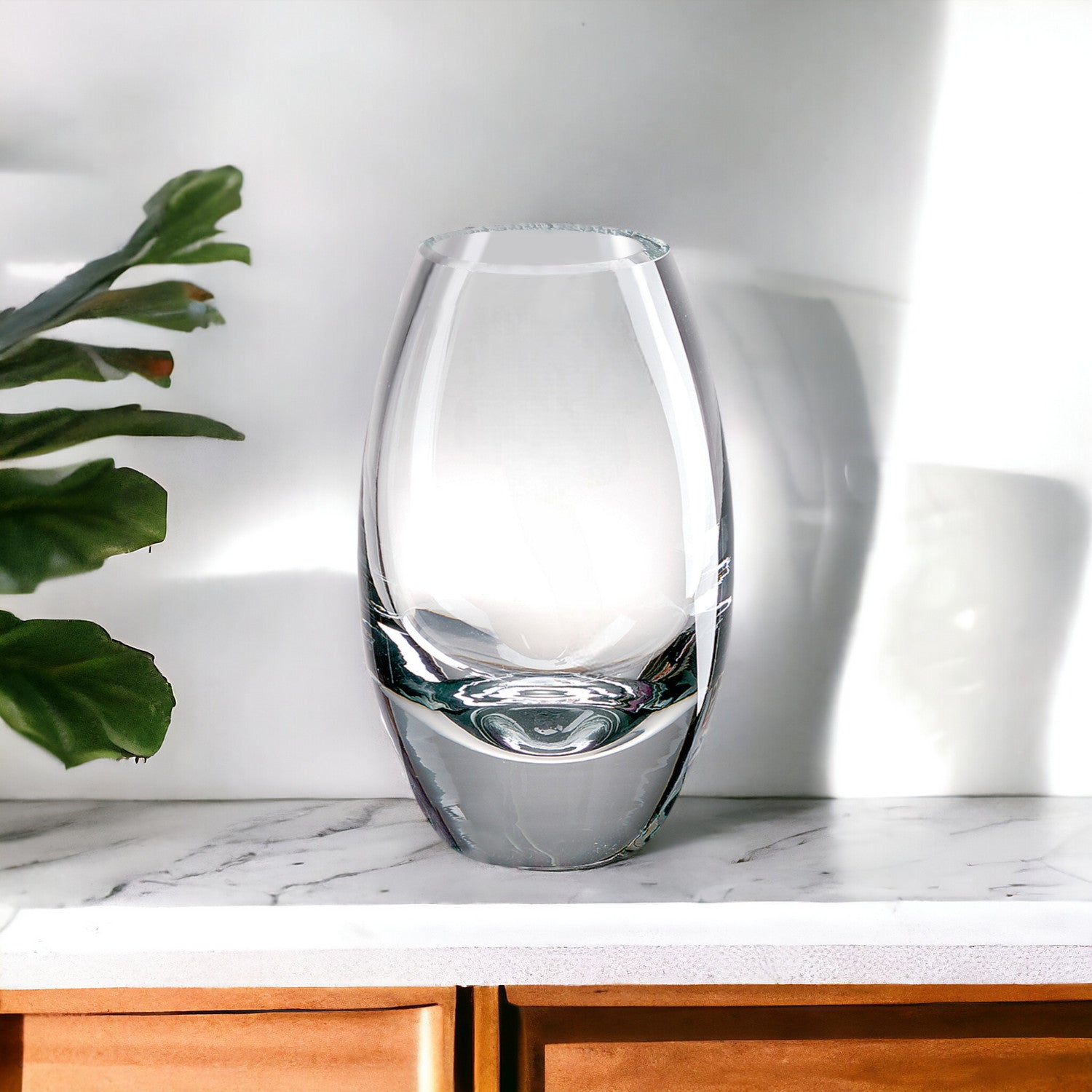11" Clear Lead Free Crystal Oval Table Vase - Loft&Timber