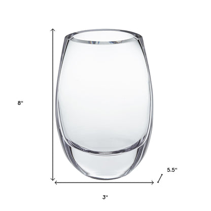 8" Clear Oval Crystal Glass Table Vase - Loft&Timber