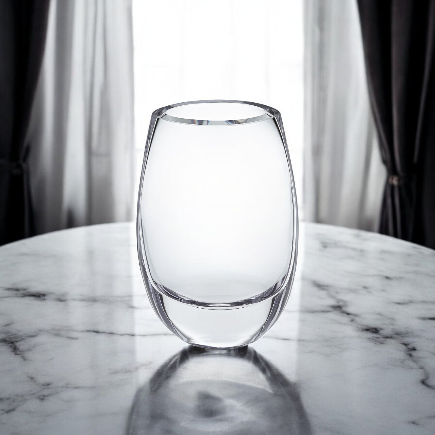 8" Clear Oval Crystal Glass Table Vase - Loft&Timber