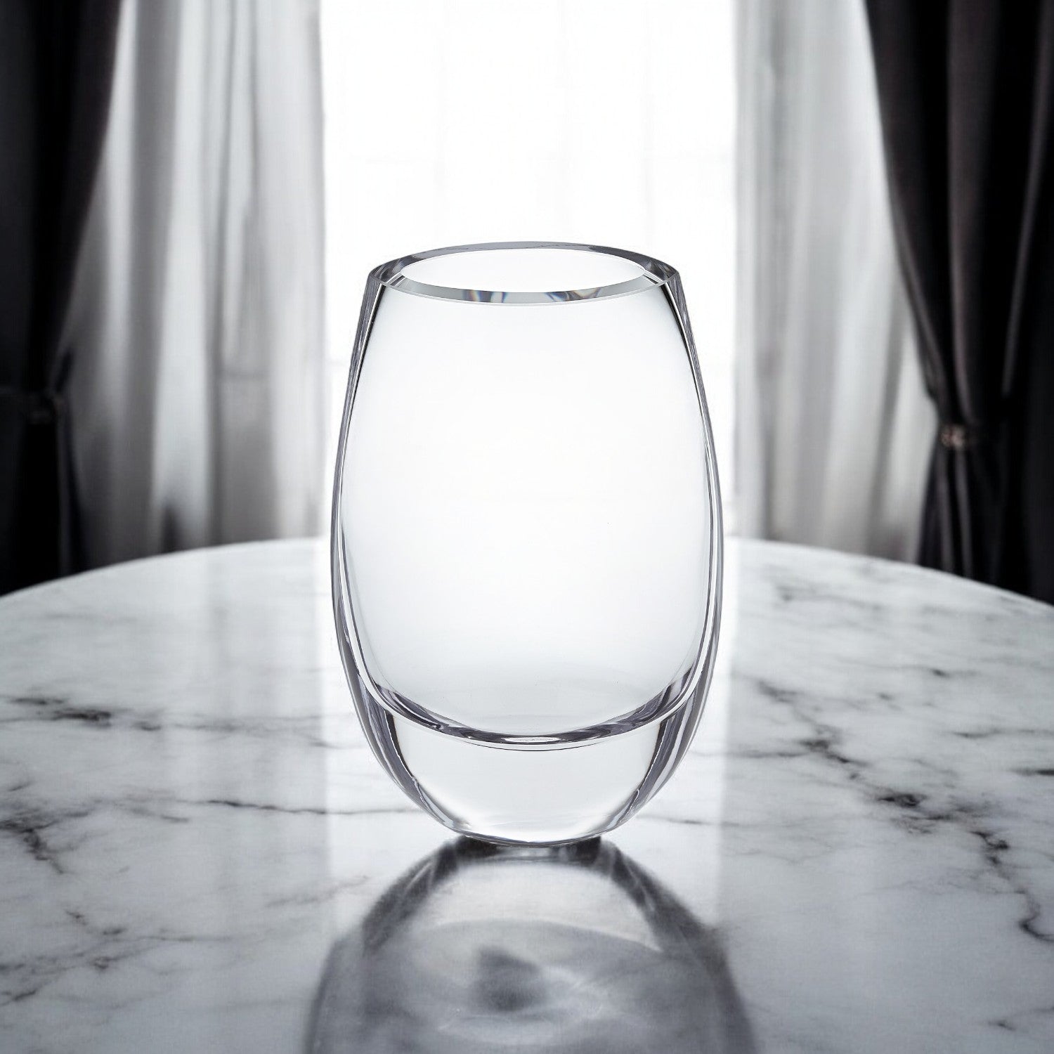 8" Clear Oval Crystal Glass Table Vase - Loft&Timber