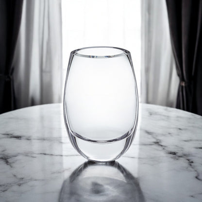 8" Clear Oval Crystal Glass Table Vase - Loft&Timber