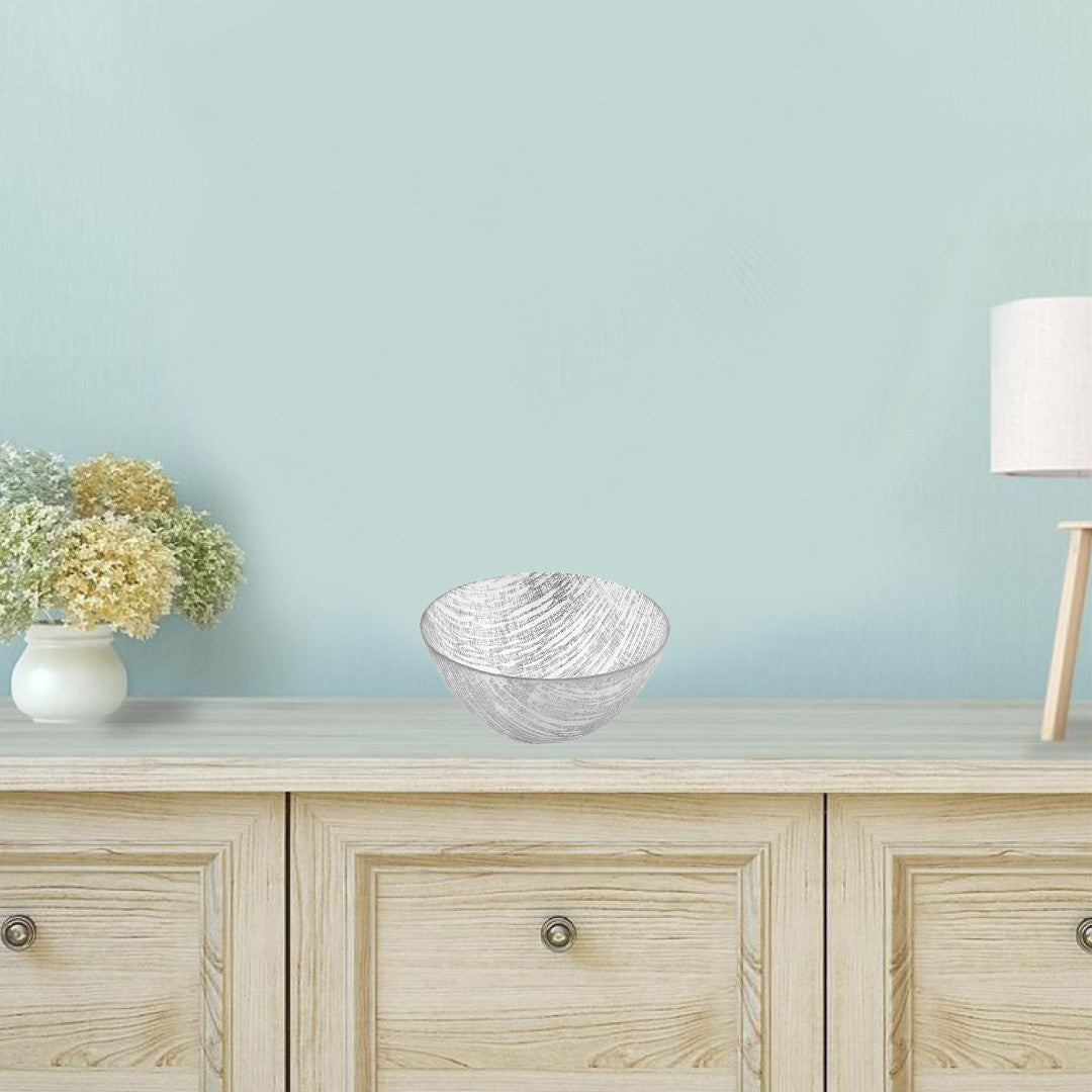 9" Clear And Silver Lead Free Crystal Round Serving Bowl - Loft&Timber