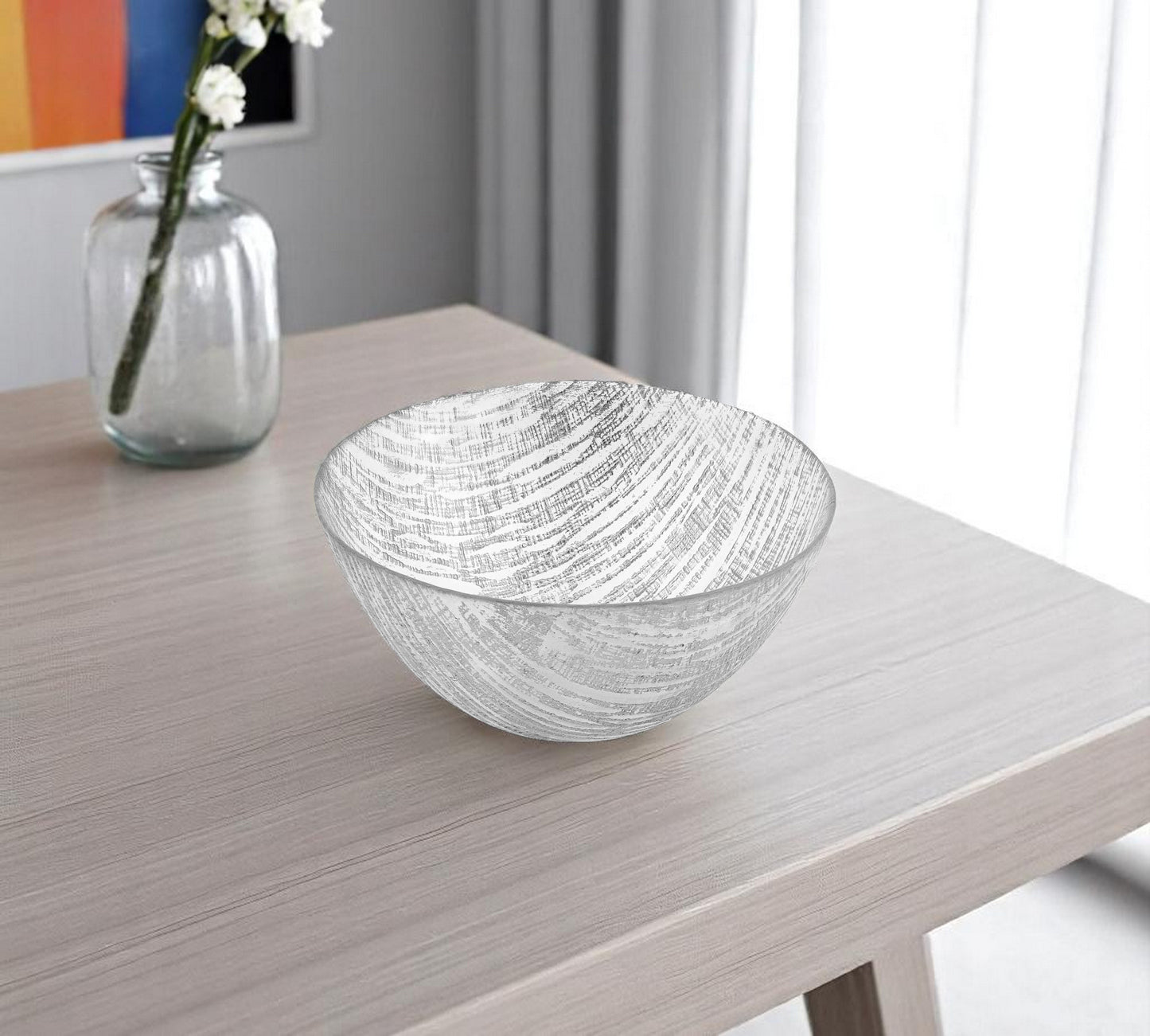 9" Clear And Silver Lead Free Crystal Round Serving Bowl - Loft&Timber