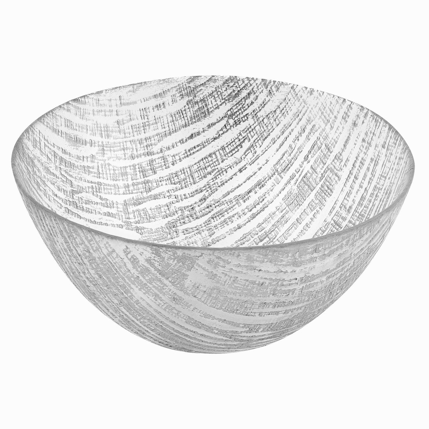 11" Clear and Silver Handcrafted Glass Round Salad Serve Bowl - Loft&Timber