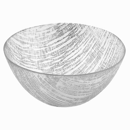 11" Clear and Silver Handcrafted Glass Round Salad Serve Bowl - Loft&Timber
