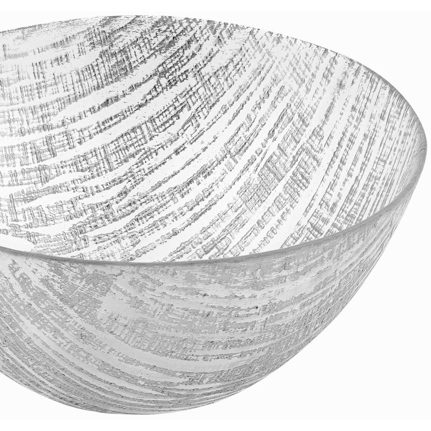 11" Clear and Silver Handcrafted Glass Round Salad Serve Bowl - Loft&Timber