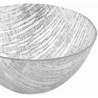 11" Clear and Silver Handcrafted Glass Round Salad Serve Bowl - Loft&Timber
