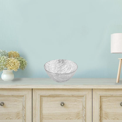 11" Clear and Silver Handcrafted Glass Round Salad Serve Bowl - Loft&Timber