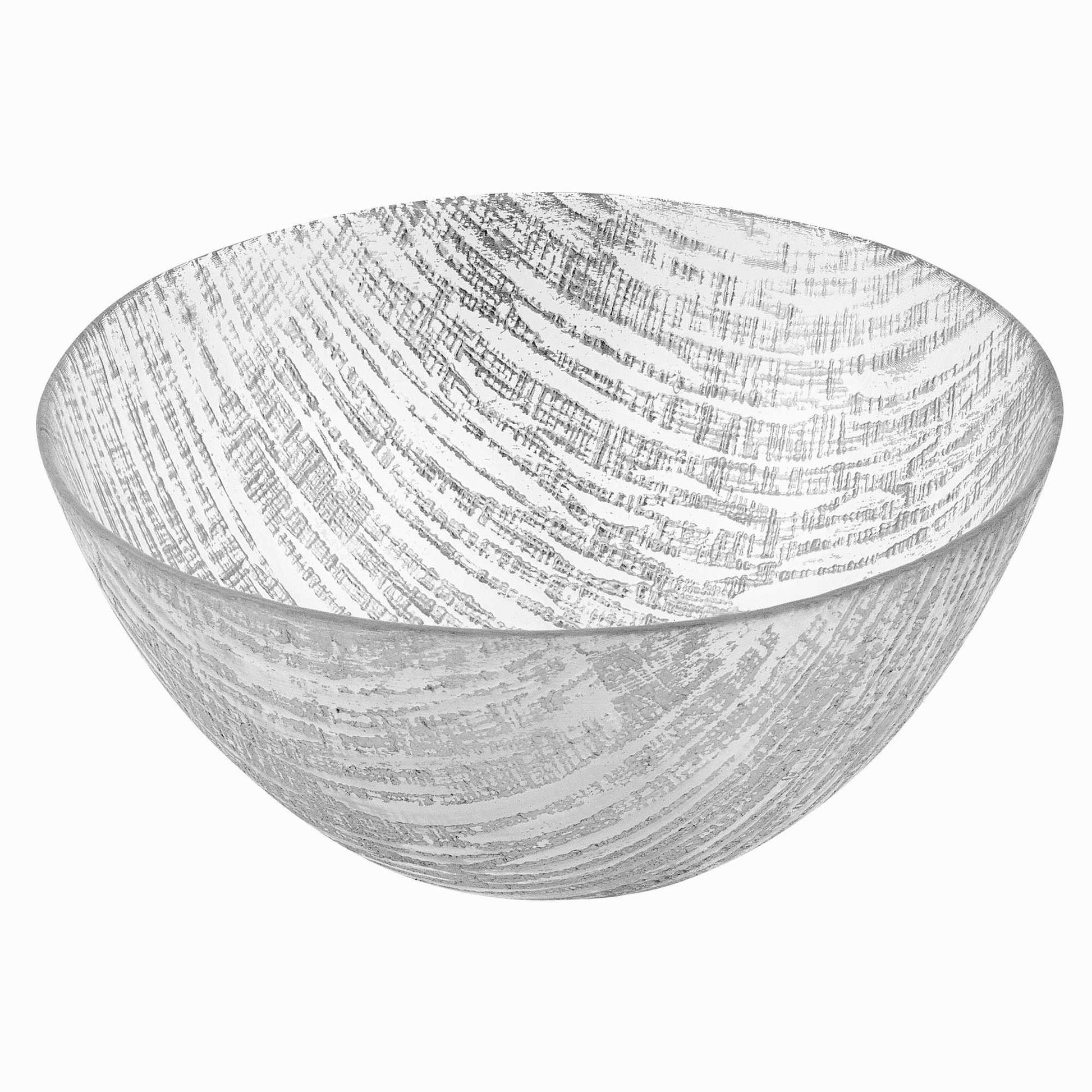 11" Clear and Silver Handcrafted Glass Round Salad Serve Bowl - Loft&Timber