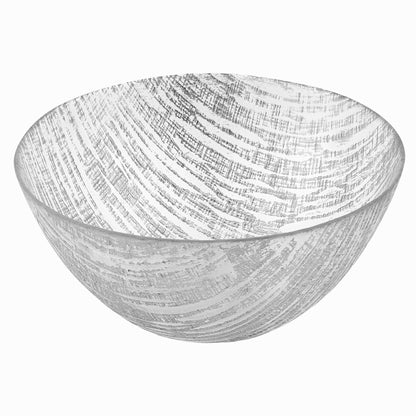 11" Clear and Silver Handcrafted Glass Round Salad Serve Bowl - Loft&Timber