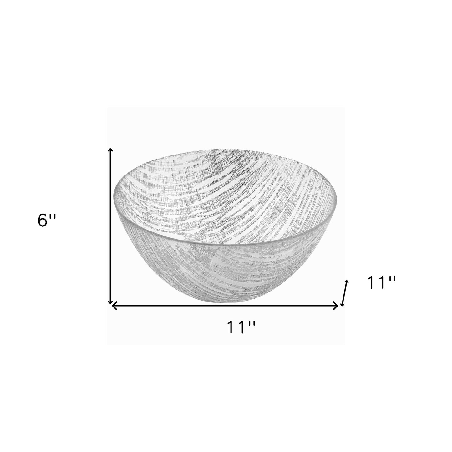 11" Clear and Silver Handcrafted Glass Round Salad Serve Bowl - Loft&Timber