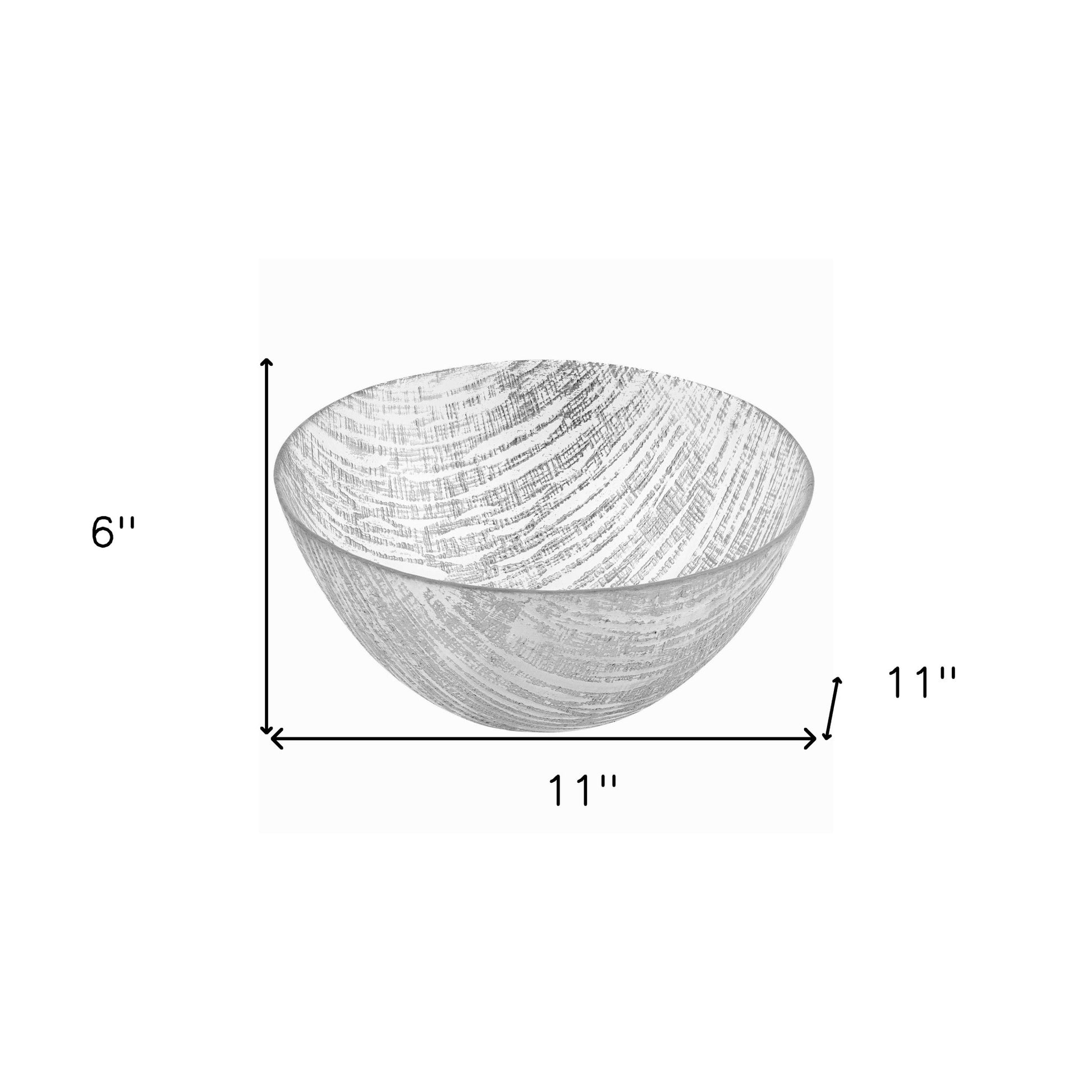 11" Clear and Silver Handcrafted Glass Round Salad Serve Bowl - Loft&Timber