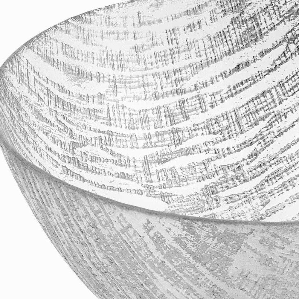 11" Clear and Silver Handcrafted Glass Round Salad Serve Bowl - Loft&Timber
