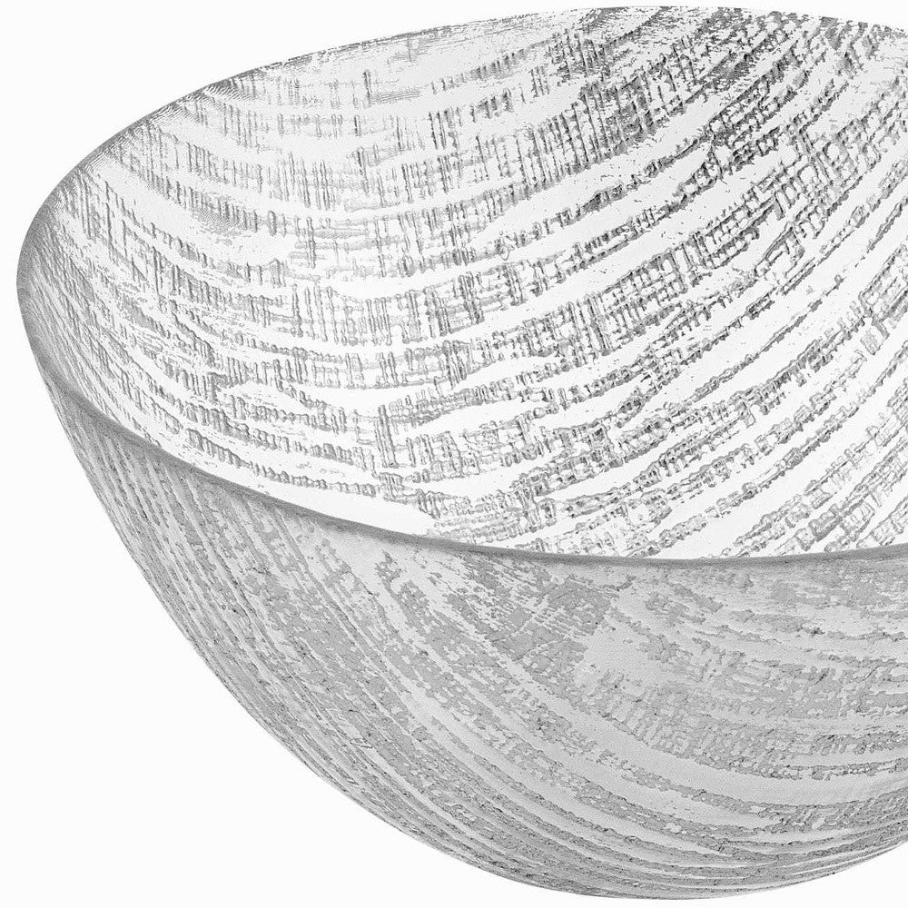 11" Clear and Silver Handcrafted Glass Round Salad Serve Bowl - Loft&Timber
