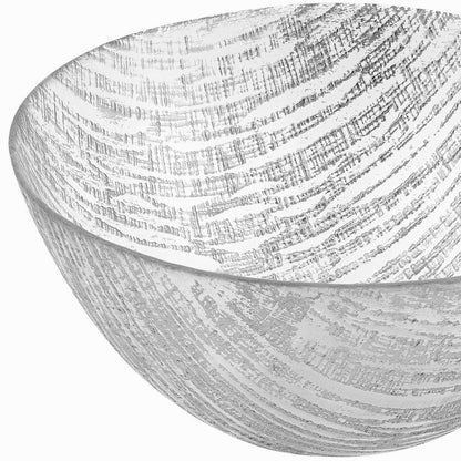 11" Clear and Silver Handcrafted Glass Round Salad Serve Bowl - Loft&Timber