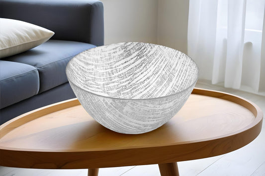 11" Clear and Silver Handcrafted Glass Round Salad Serve Bowl - Loft&Timber