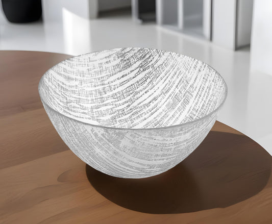 11" Clear and Silver Handcrafted Glass Round Salad Serve Bowl - Loft&Timber