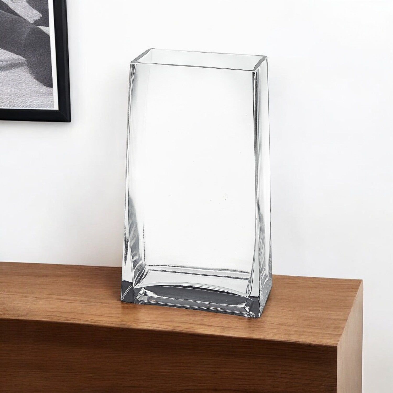 10" Clear Crystal Glass Rectangular Table Vase - Loft&Timber