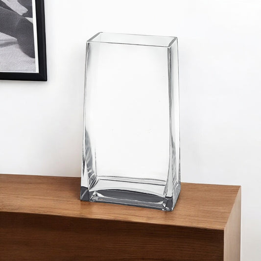 10" Clear Crystal Glass Rectangular Table Vase - Loft&Timber