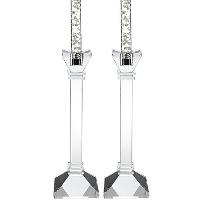 Set of Two Clear Crystal Tabletop Candle Holders - Loft&Timber