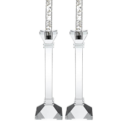 Set of Two Clear Crystal Tabletop Candle Holders - Loft&Timber