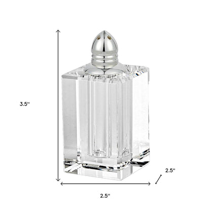 Set of Two Clear And Silver Crystal Pepper Shakers - Loft&Timber