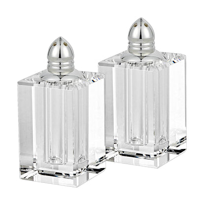 Set of Two Clear And Silver Crystal Pepper Shakers - Loft&Timber