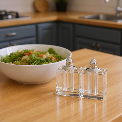 Set of Two Clear And Silver Crystal Pepper Shakers - Loft&Timber