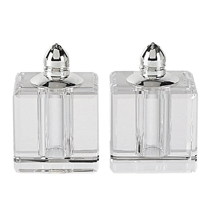 Set of Two Clear And Silver Crystal Pepper Shakers - Loft&Timber