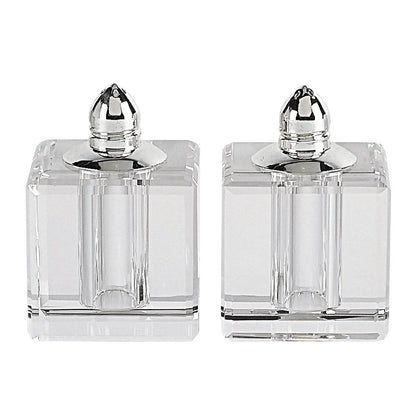 Set of Two Clear And Silver Crystal Pepper Shakers - Loft&Timber