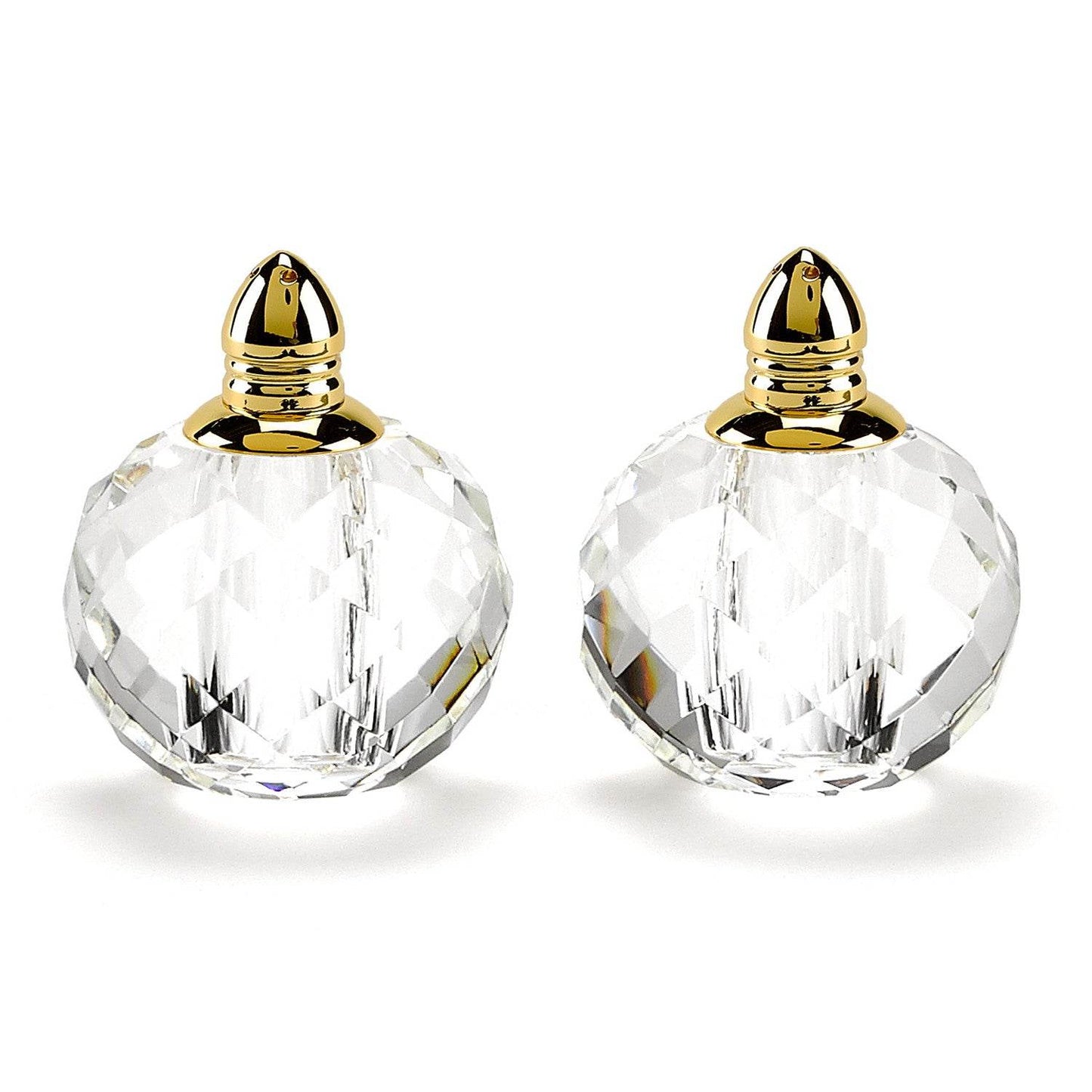 Set of Two Clear And Gold Crystal Geometric Pepper Shakers - Loft&Timber