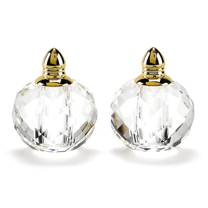 Set of Two Clear And Gold Crystal Geometric Pepper Shakers - Loft&Timber