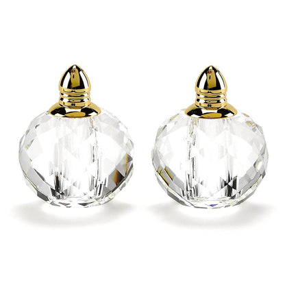 Set of Two Clear And Gold Crystal Geometric Pepper Shakers - Loft&Timber