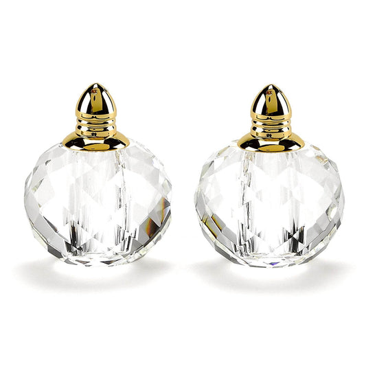 Set of Two Clear And Gold Crystal Geometric Pepper Shakers - Loft&Timber